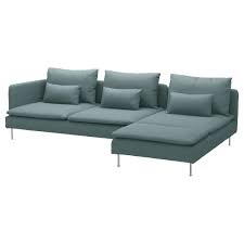 Soderhamn Sectional 4 Seat With Chaise And Open End Finnsta Turquoise Ikea Fabric Sofa Ikea Comfortable Sofa