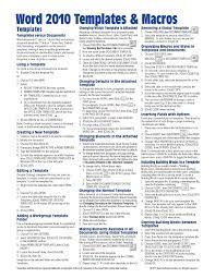 Microsoft Word 2010 Templates Amp Macros Quick Reference Guide Cheat Sheet Of Instructions Tips Amp Shortcuts L Microsoft Word 2010 Word Template Words