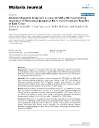 PDF) Analysis of genetic mutations associated with anti-malarial drug  resistance in Plasmodium falciparum from the Democratic Republic of East  Timor