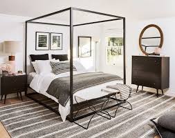 Elegant men's bedroom with wood paneling. This Transitional Eclectic Boho Masculine Gray Striped Bedroom By My Domaine Gets Recreated For Less By Copycatchic Room Redo Looks For Less Budget Home Copycatchic