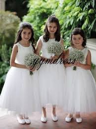White Flower Girls Dresses 2019 A Line Girls Wedding Party Dresses Custom Made First White Flower Girl Dresses Wedding Flower Girl Dresses Flower Girl Dresses