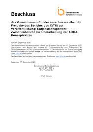 Https Www G Ba De Downloads 39 261 4472 2020 09 17 Freigabe Zwischenbericht Iqtig Entlassmanagement Pdf