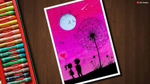 Cute Couple Scenery Drawing With Oil Pastels For Beginners Step By Step Oil Pastel Paintings Oil Pastel Oil Pastel Art