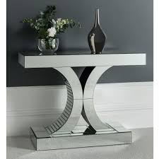 This console table is set in a squared iron frame with tapered legs and a pine wood construction. Art Deco Venetian Mirrored Console Table Mirrored Furniture Online