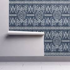 Black And White Boho Peel And Stick Wallpaper Boho Wallpaper Vintage Moroccan Blue By Littlearrowdesign Bohemian Custom Printed Removable Self Adhesive Wallpaper Roll By Spoonflower Boho Wallpaper Tribal Wallpaper Self Adhesive Wallpaper