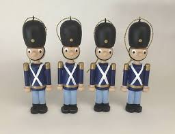 Set Of 4 Wooden Toy Soldiers Danish Guards Christmas Etsy Christmas Soldiers Toy Soldiers Wooden Toys