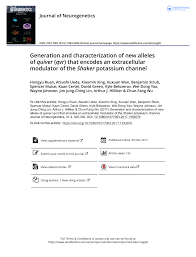 PDF) Generation and characterization of new alleles of quiver ( qvr ) that  encodes an extracellular modulator of the Shaker potassium channel