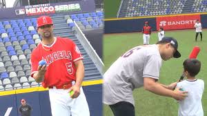 He helped lead the saint louis cardinals to two world series championships, in 2006 and 2011. Albert Pujols Aledmys Diaz At Mexico Play Ball Event Los Angeles Angels