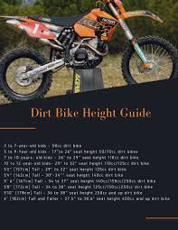 Dirt Bike Sizing Chart Interactive Guide 2019 110cc