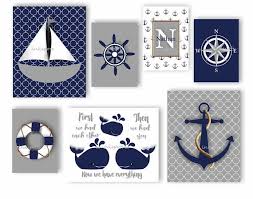Nautical Nursery Decor Set Of 7 Nautical Themed Nursery Etsy Nautical Nursery Nautical Nursery Decor Nautical Nursery Wall
