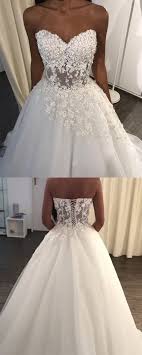 Elegant Lace Appliques Sweetheart See Through Corset Tulle Wedding Dresses For Bride 2018 Wedding Dresses Corset Ball Gowns Wedding Wedding Dresses
