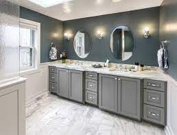 A skylight floods the one in this. Grey And White Master Bath Houzz