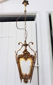 Gilt Brass Mid Century Pendant Light Fixture Ornate Hanging Lamp With Original G Pendant Light Fixtures Mid Century Lighting Pendant Stained Glass Lamp Shades