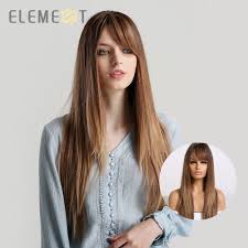 It beautifully accentuates your eyes and these are cool hair extensions to get a temporary yet stunning bangs and straight mane. Element Synthetic Long Straight Hair Light Brown Mix Blonde Golden Wigs With Side Bangs For White Black Women Synthetic None Lace Wigs Aliexpress