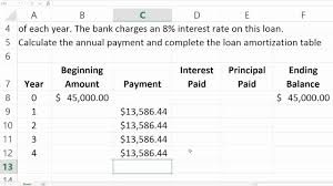 Loan Amortization Table In Excel Youtube