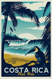 Costa Rica Screen Print Retro Vintage Travel Poster Etsy Vintage Travel Posters Retro Travel Poster Travel Posters