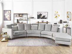 The whole table patined with a moistureproof coating. 7 Seater Curved Leather Modular Sofa Brown Rotunde Beliani Co Uk