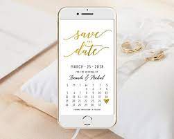Calendar Save The Date Template In Rose Gold And Yellow Gold Etsy Electronic Save The Date Save The Date Cards Save The Date
