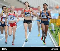 BARCELONA, Spain: Tuesday 10 July 2012, Ajee Wilson of the United States  (1773) wins the 800m for ladies from Devan Wiebe (1100) of Canada and  Christine Gess (1296) of Germany during the