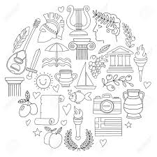 Bucket list coloring journal pages. Ancient Greece Vector Elements In Doodle Style For Coloring Pages Royalty Free Cliparts Vectors And Stock Illustration Image 74943120