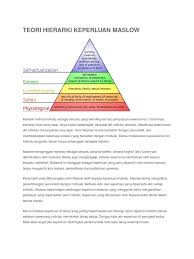 Teori keperluan keperlua n maslow. Teori Hierarki Keperluan Maslow