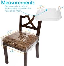 Dining chair covers help transform any dull seat into elegantly designed seating. Buy Houseables Chair Seat Covers Plastic Cover Fits 16 18 Seats 2 Pack Clear Adjustable Pvc Waterproof Protector Vinyl Kids Chairs Slipcover For Dining Room Kitchen Cushion With Straps Online In Turkey B07lggj3t1