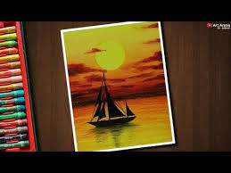 How To Draw A Scenery Cloudy Sunset Scenery Landscape Scenery Drawing Youtube Ocean Drawing Oil Pastel Art Oil Pastel