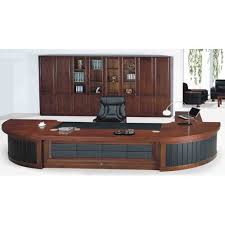 This executive desk suite boasts a thick textured laminate and multiple storage options. Sobin Interiors Curved Luxury Wooden Office Table Size 12x4 Feet Id 22147957597