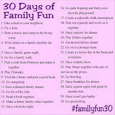 30 Days Of Family Fun And Free Printable Family Bonding Activities Family Fun Night Free Family Activities