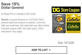 Will my bass pro shop gift card work at cabela's. Expired Dollar General Save 15 On Bass Pro Shops Cabela S Gift Cards Possible Stack For 27 75 Off Gc Galore