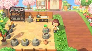 My Diy Work Station I Don T Have The Log Bench Recipe So I Opted For Stone Stools Haha Animalc Animal Crossing Animal Crossing Villagers New Animal Crossing