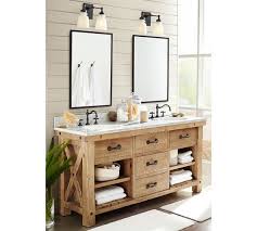 Benchwright Reclaimed Wood Double Sink Console Wax Pine Finish Rustic Master Bathroom Bathroom Remodel Master Farmhouse Master Bathroom