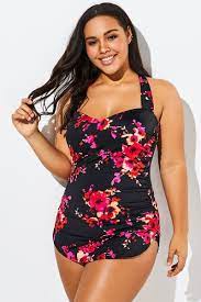 Poppies H Back Sarong Front One Piece Swimsuit In 2021 Plus Size Swimsuits One Piece Swimsuit Swimsuits