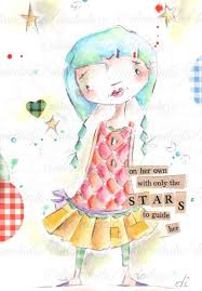 Original Mixed Media Watercolor Painting The Girl And The Etsy Watercolor Paintings Watercolor Girl Cartoon Girl Drawing