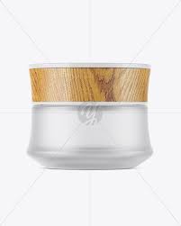 Frosted Glass Cosmetic Jar W Wooden Lid Mockup In Jar Mockups On Yellow Images Object Mockups Cosmetic Jars Cosmetics Mockup Glass Jars