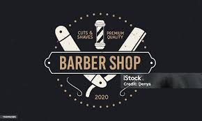 Logo Barbershop Vintage Dengan Bingkai Dan Ornamen Logo Desain Retro Trendi Dari  Barber Shop Dengan Tekstur Grunge Tiang Tukang Cukur Dan Pisau Cukur  Templat Lambang Vektor Ilustrasi Stok