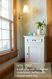 Gray Wisp By Benjamin Moore Is A Soft Muted Gray With A Subtle Blue Green Undertone Perfect With White Or Natu Natural Wood Trim Wood Trim Natural Home Decor