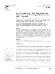 Aclk sa l ai dchcsewjv 7r5ofyahuqz3. Pdf The Antimicrobial Activity Of The Crude Extracts From Cichorium Intybus L Chicory Against Bacillus Cereus In Various Dairy Foods