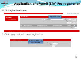 1) submit registration via dagang net online registration. By Dagang Net Technologies Sdn Bhd Sta Implementation Timeline I Epermit Sta Matters Ii Iii Today S Agenda 2 Epermit Sta Screen Shots Ppt Download