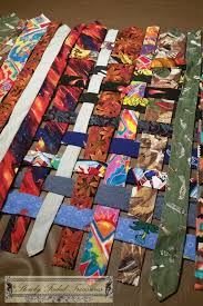 Nancy also made the beautiful quilt shown below. Lap Quilt Made Out Of Woven Ties Slowly Faded Treasures