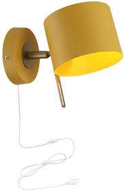 Anye Nordic Creative Style Yellow Wall Sconces With Ul Plug In Button White Cord E26 Lamp Holder Iron Lampshade Wal Wall Lights Wall Light Fixtures Lamp Holder