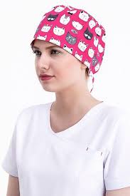 Kedi Desenli Pembe Bone Pembe Hemsireler Ve Kedi