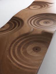 Ripples Outdoor Bench In 11 Layer Okoume Wood Outdoor Living Ideas We Love At Design Connection Inc Kansas C Wood Design Woodworking Designs Outdoor Bench