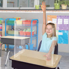 Plexiglass Desk Safety Shield With Cutout Grades 4 Set Of 4 In 2020 Student Desks Classroom Desk Students Safety