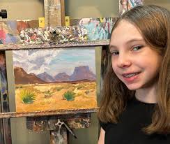 Shades of Edgar Payne! Friday morning painting lesson…granddaughter Leigh  Stanifer age 12.