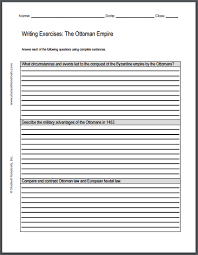 Ottoman Empire Writing Exercises Free Printable Worksheet Pdf With Three Short Essay Questions Writing Exercises This Or That Questions Essay Questions