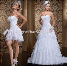 A Line Lace 2 In 1 Convertible Wedding Dress Detachable Wedding Dress Two Piece Wedding Dress Short Wedding Dress