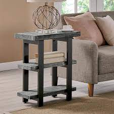 Canora grey romine end table, wood/glass in clear, size 24h x 32w x 28d | wayfair. Alaterre Furniture Pomona Slate Gray Metal And Reclaimed Wood 2 Shelf End Table Amba02sg The Home Depot