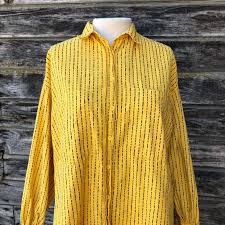 Black And Yellow Striped Long Sleeve Shirt Vintage 80s Blouse Yellow Black Striped Long Sleeve Oversized Abstract Bold Mustard Yellow 1980s Stranger Things Eleven Costume Women Xl Vtg Vintage 80s Blouse Striped Long Sleeve Eleven Stranger Things Costume