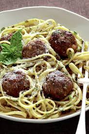 Pasta With Meatballs And Herb Sauce Recipe Recipe Herb Sauce Recipe Recipes Meatball Pasta